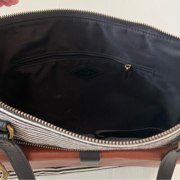 Fossil Kinley Shopper bag large shoulder bag black and white striped - Picture 6 of 16